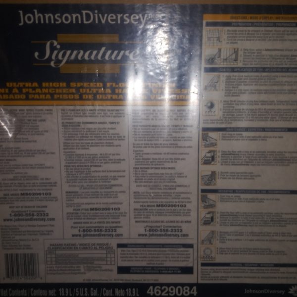 Johnson Diversey Signature Ultra High Speed Floor Finish - 4629084, 5 gallon box - Image 2